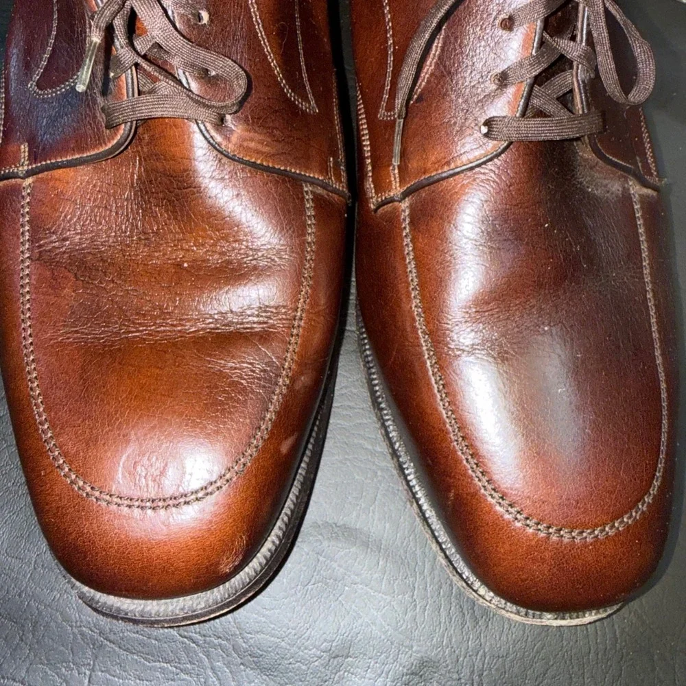Florsheim Imperial Mens 12 3E Brown Leather Apron Toe Derby Shoes Wide